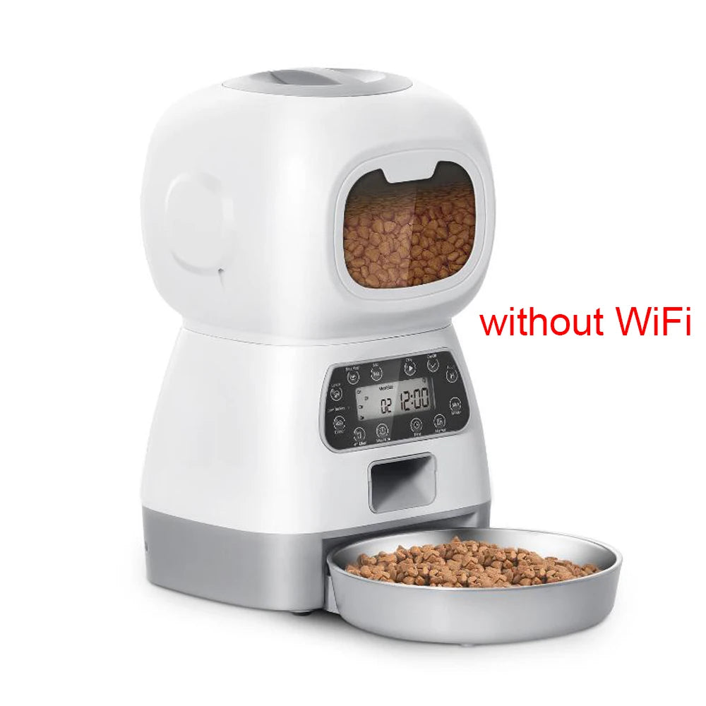 3.5L Smart WiFi Automatic Pet Feeder with Voice Recorder & Slow Feed Swirl Bowl