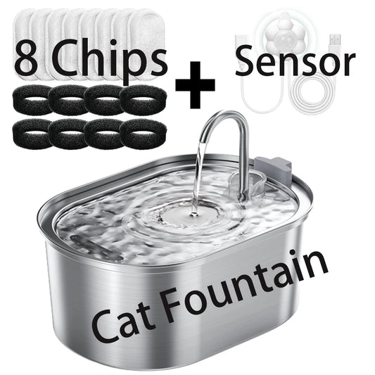 3.2L Stainless Steel Multi-Filter Pet Water Fountain - USB Powered
