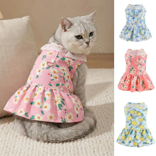 Princess Cooling Dress for Small Dogs & Cats with Leash Ring