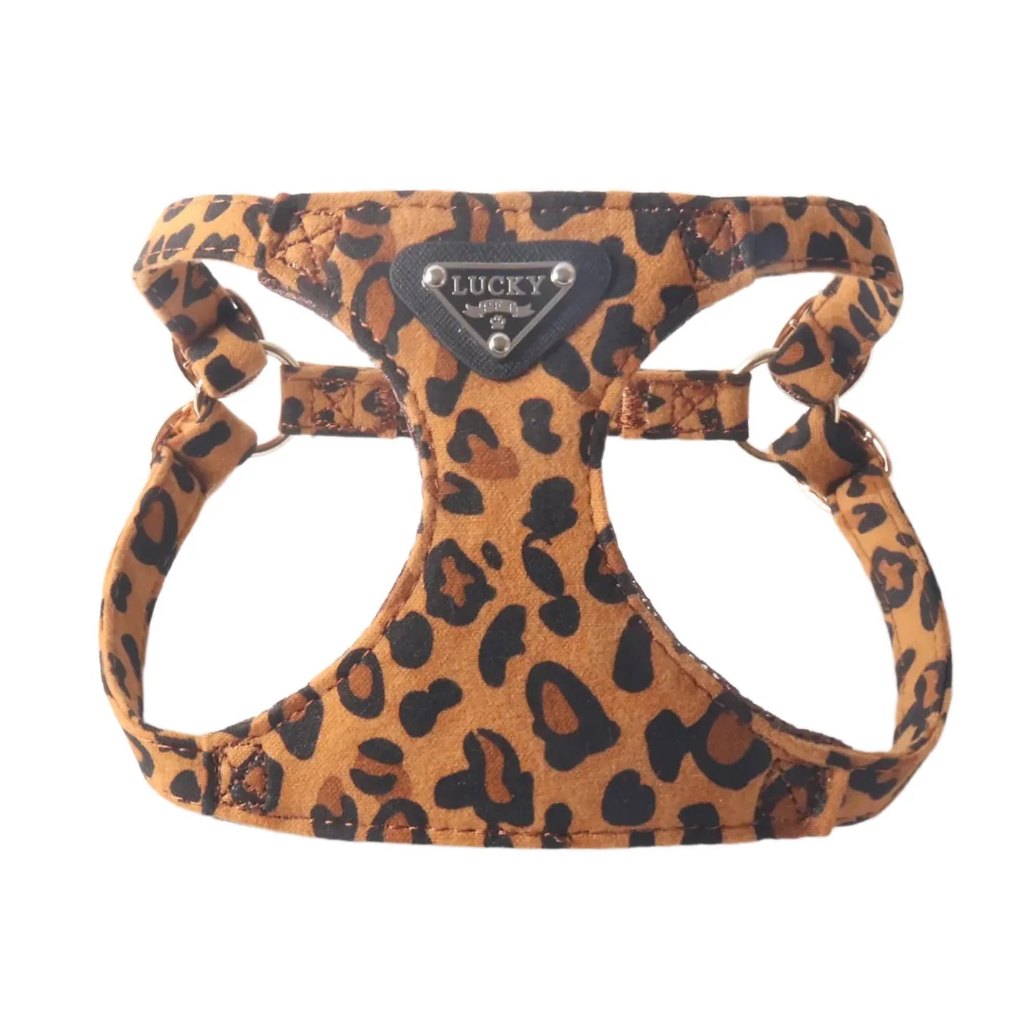 Leopard Print Dog Harness & Lead Set – Padded Vest for Small Dogs