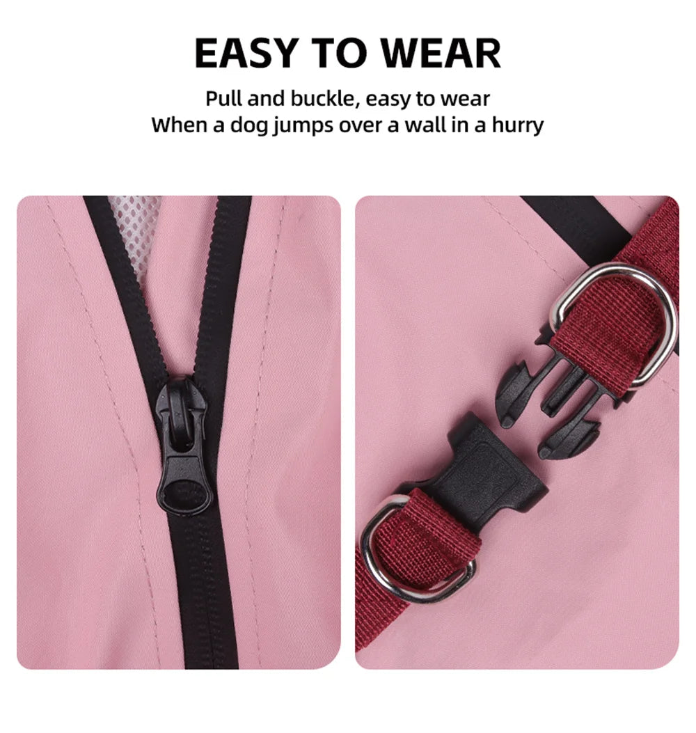 Waterproof Dog Raincoat with Harness & Detachable Hood