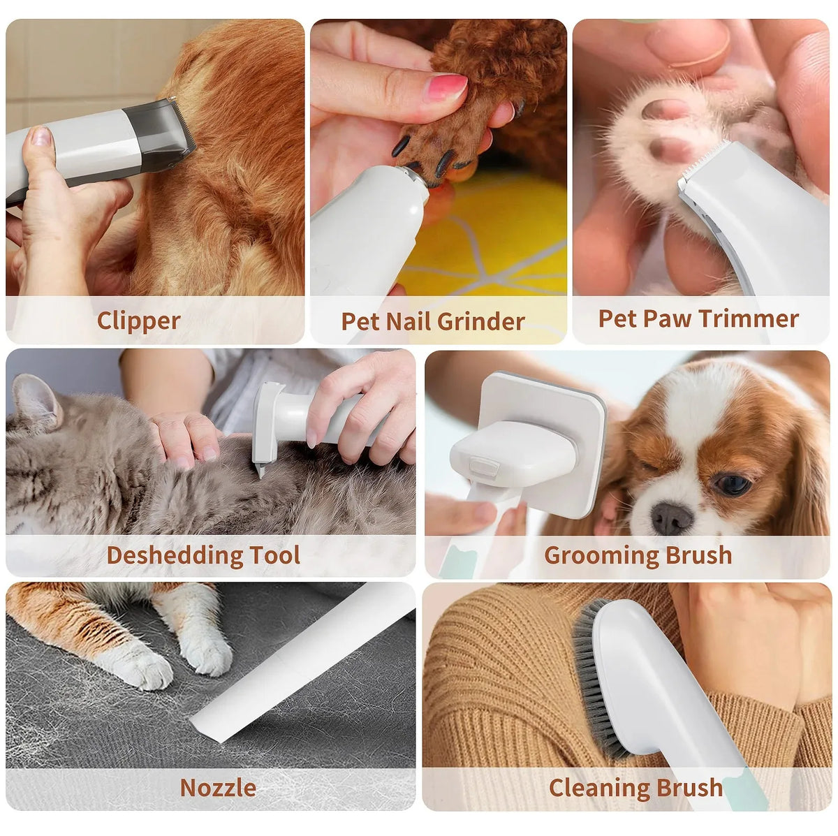 7-in-1 Pet Grooming Vacuum | Hair Trimmer & Suction | Cat & Dog