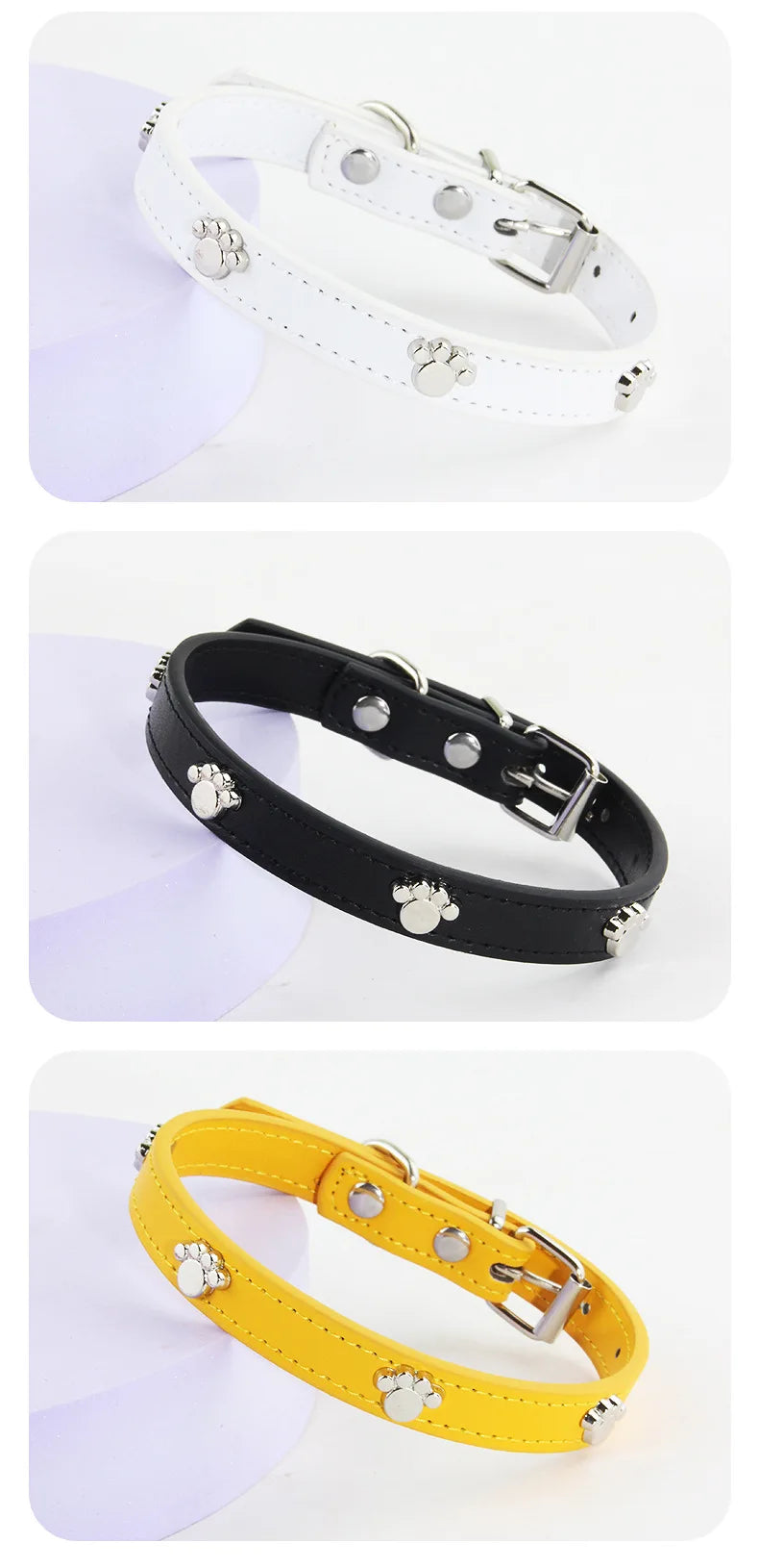 Leather Dog Collar with Footprint Design