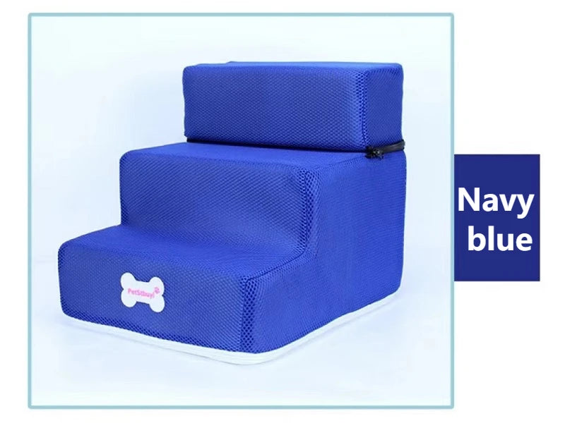 Anti-Slip Pet Stairs with Removable Washable Cover – 2 or 3 Step Ramp for Dogs & Cats