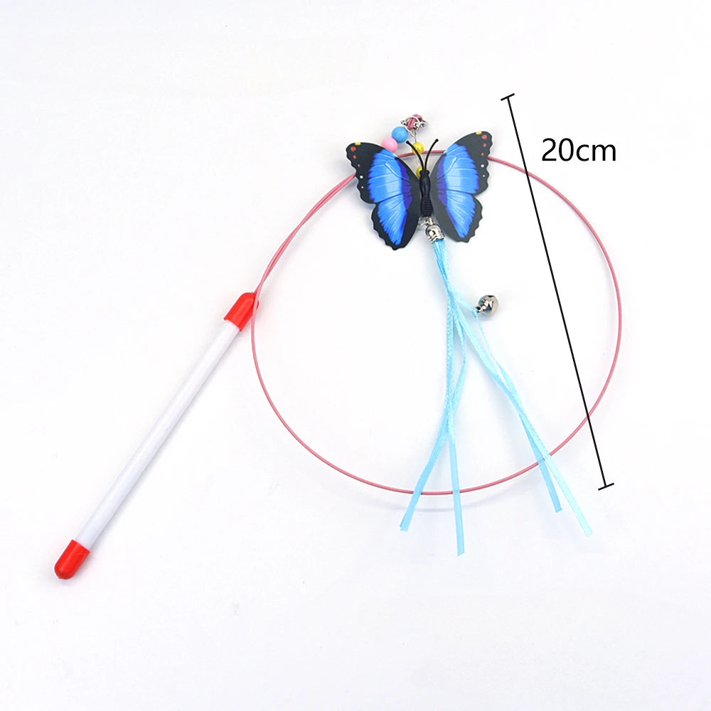 Interactive Feather Wand Cat Toy - Wire Teaser Stick for Kittens