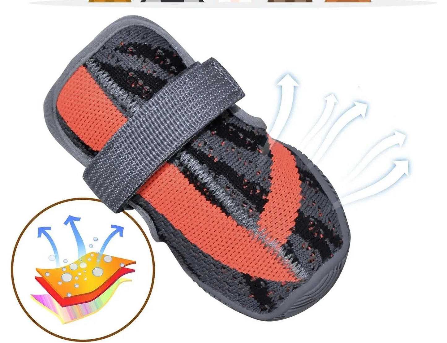 Bottes pour chien en maille respirante avec sangles réglables