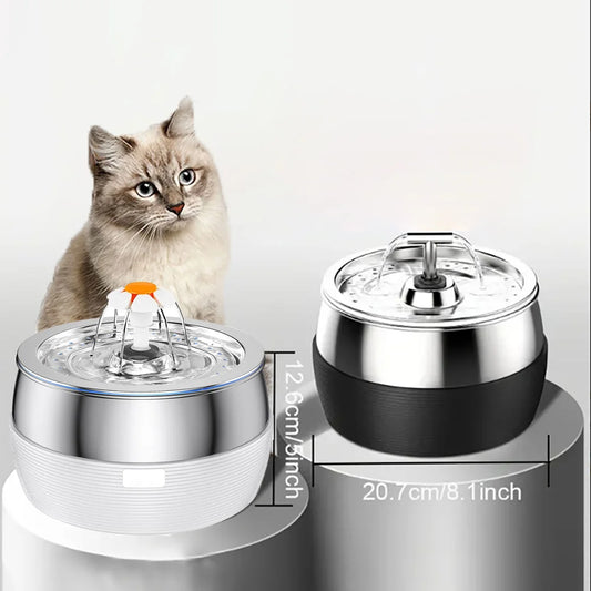 Automatic Stainless Steel Pet Water Fountain with Filter - 3L Capacity