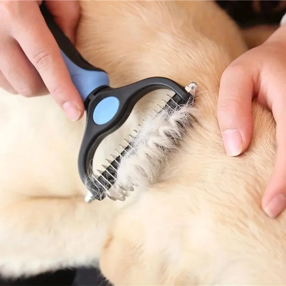 Double-Sided Stainless Steel Pet Grooming Comb – Detangling & Dematting Brush for Dogs & Cats