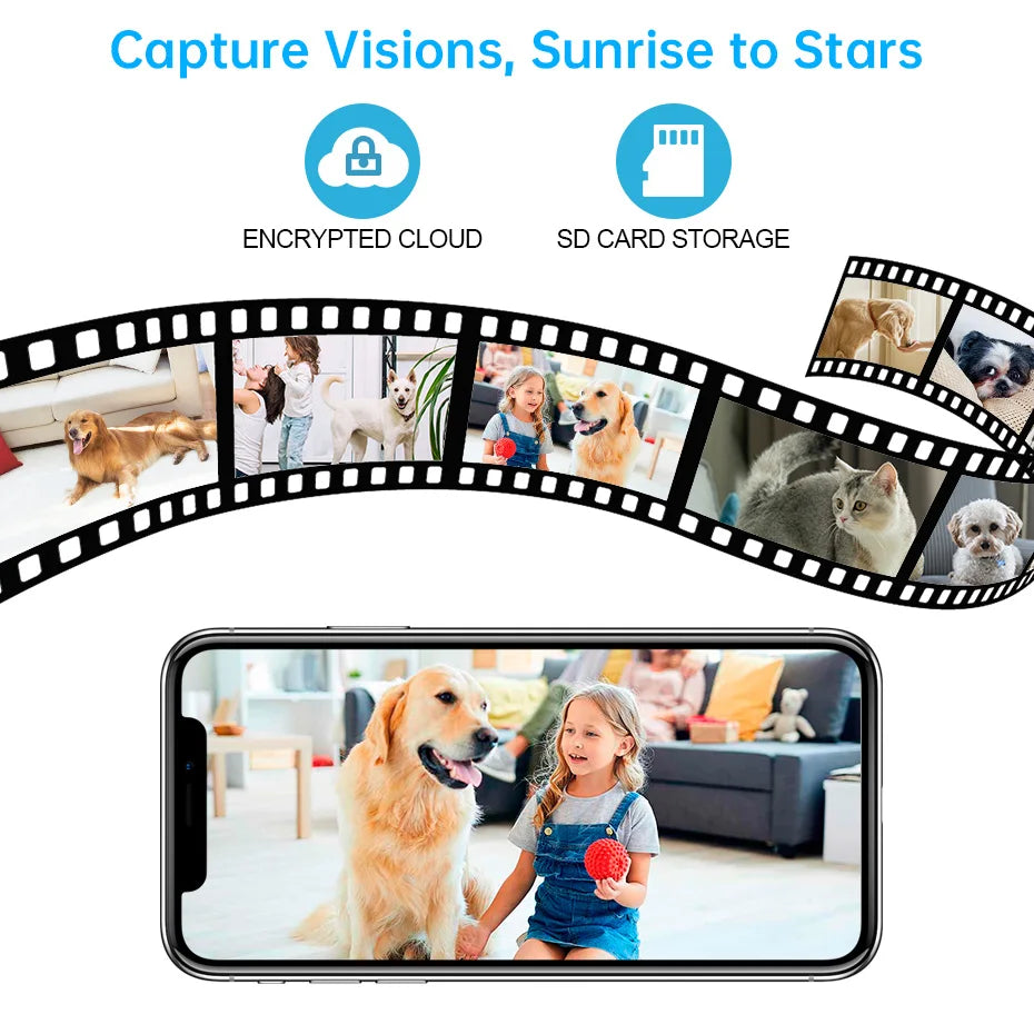 AI Auto-Tracking Pet Camera with 355° Pan-Tilt & Night Vision — 5MP or 8MP