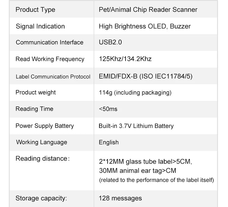 Bluetooth Pet Microchip Scanner & RFID Reader