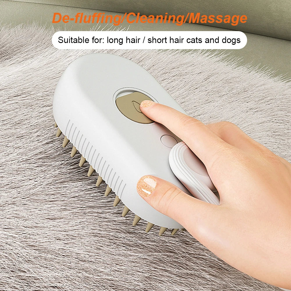 3-in-1 Electric Steam Spray Grooming Brush for Cats & Dogs