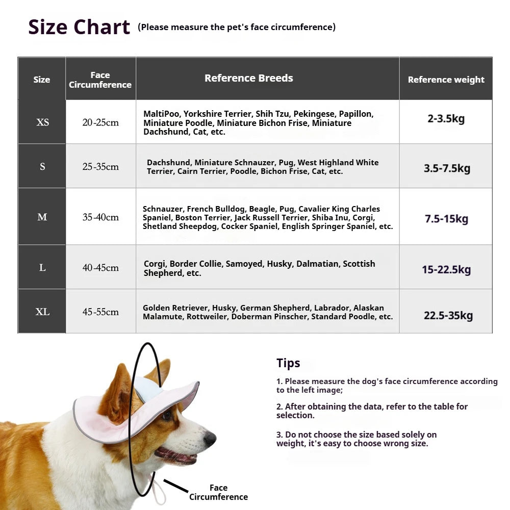 Reflective Wide Brim Bucket Sun Hat with Ear Holes for Dogs & Cats