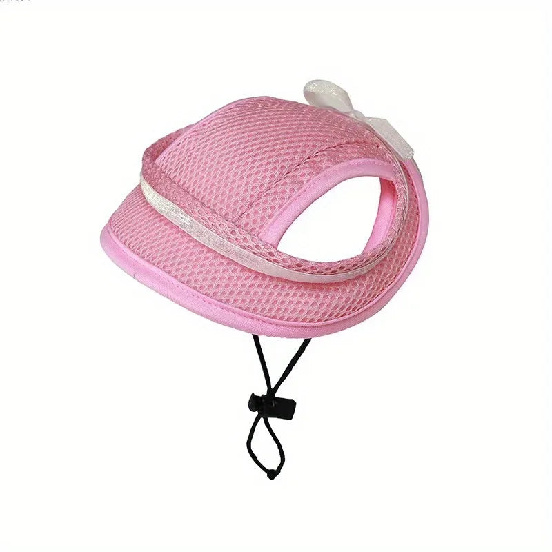 Chapeau de protection solaire pour animaux de compagnie avec nœud - Chapeau réglable et élégant pour chiens et chats