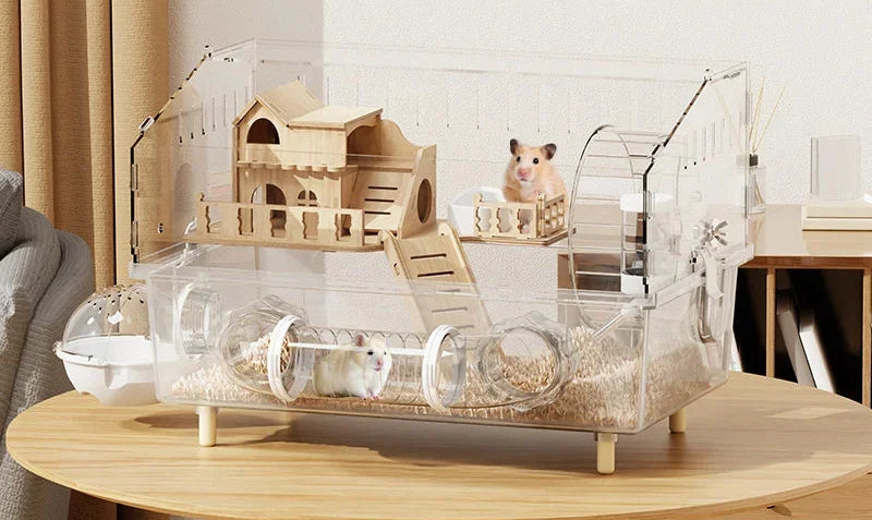 Large Transparent Hamster Cage – Luxury Villa Habitat Full Set for Small Rodents