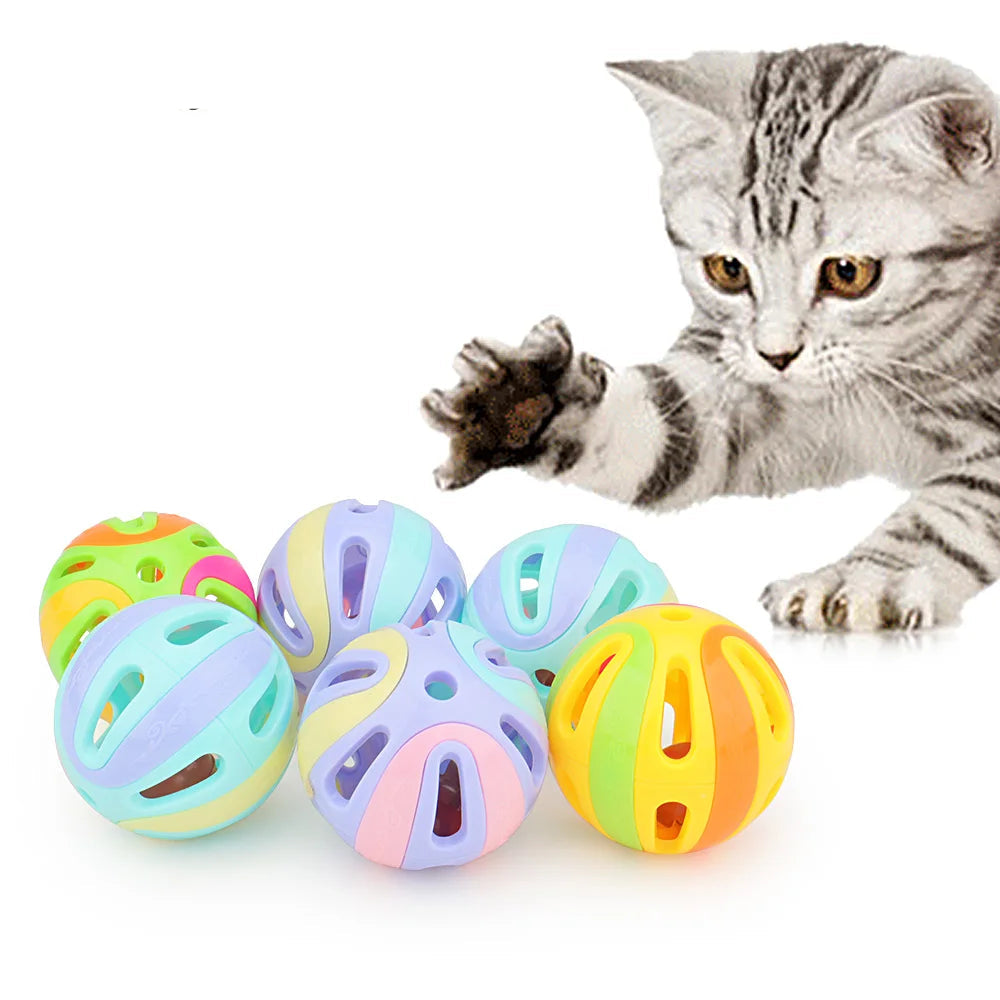 Colourful Bell Ball Cat Toys – Pack of 6