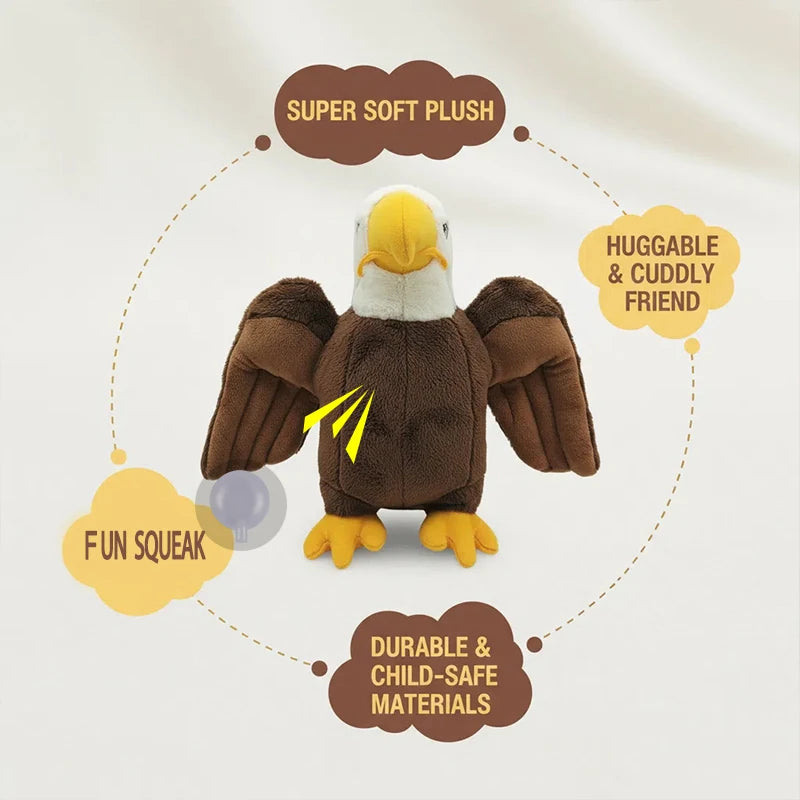 Bald Eagle Squeaky Plush Dog Toy – Large Fleece Chew Toy for Dogs