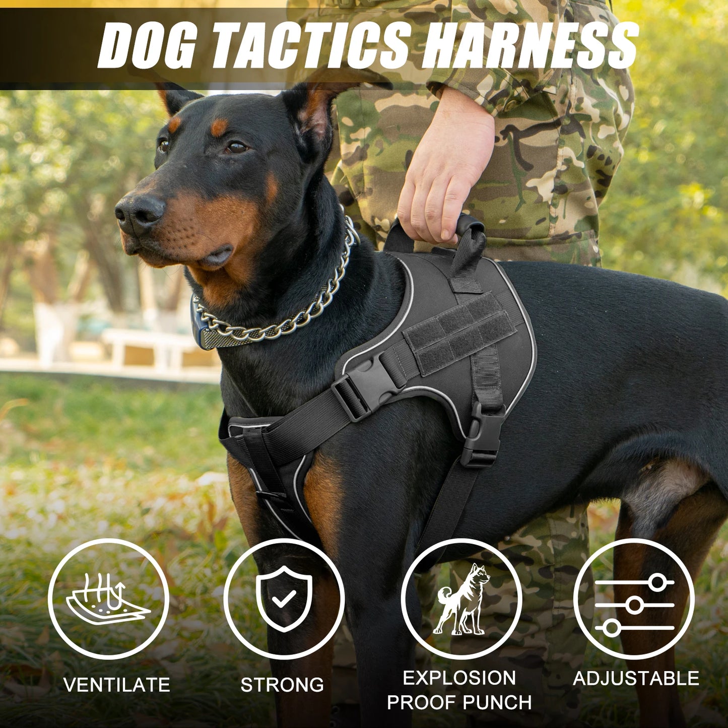 Tactical Dog Training Vest Harness – No-Escape Design