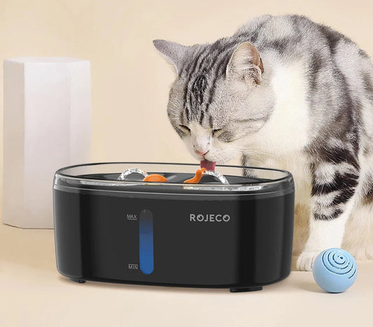 Automatic Cat Water Fountain with Dual Bowls - Wireless Pet Water Dispenser