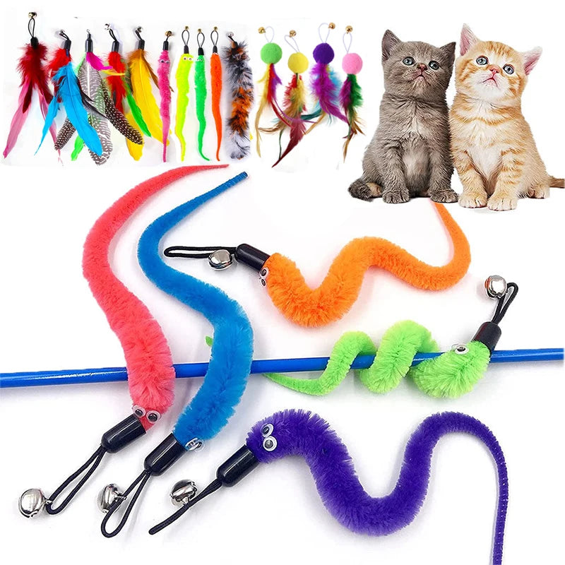 Ensemble d'accessoires de remplacement pour jouets pour chats avec souris, ver et balle