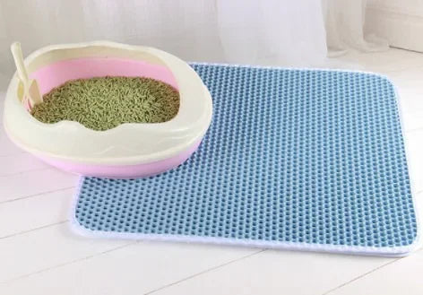 Tapis de litière pour chat avec cadeau - Tapis de litière pour animaux de compagnie double couche étanche