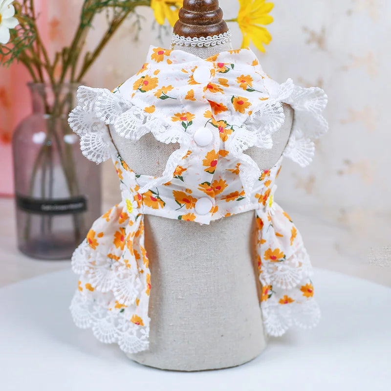 Lace Flower Princess Dress for Cats & Small Dogs