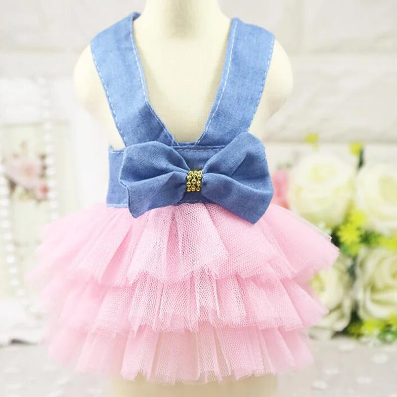 Denim Princess Dress for Small Dogs & Cats — XS to XXL