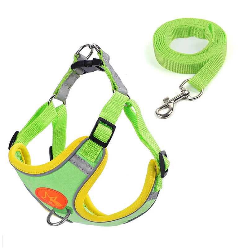 Reflective Soft Mesh Dog Harness with Dual Lead Hooks – No-Pull Vest for Small & Medium Dogs