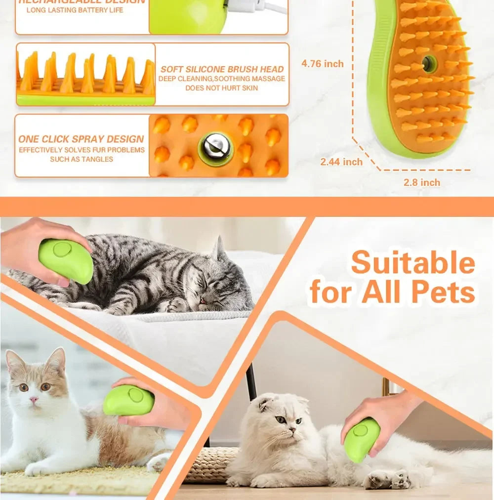 Steamy Brush - Pulvérisateur électrique pour le toilettage des animaux de compagnie