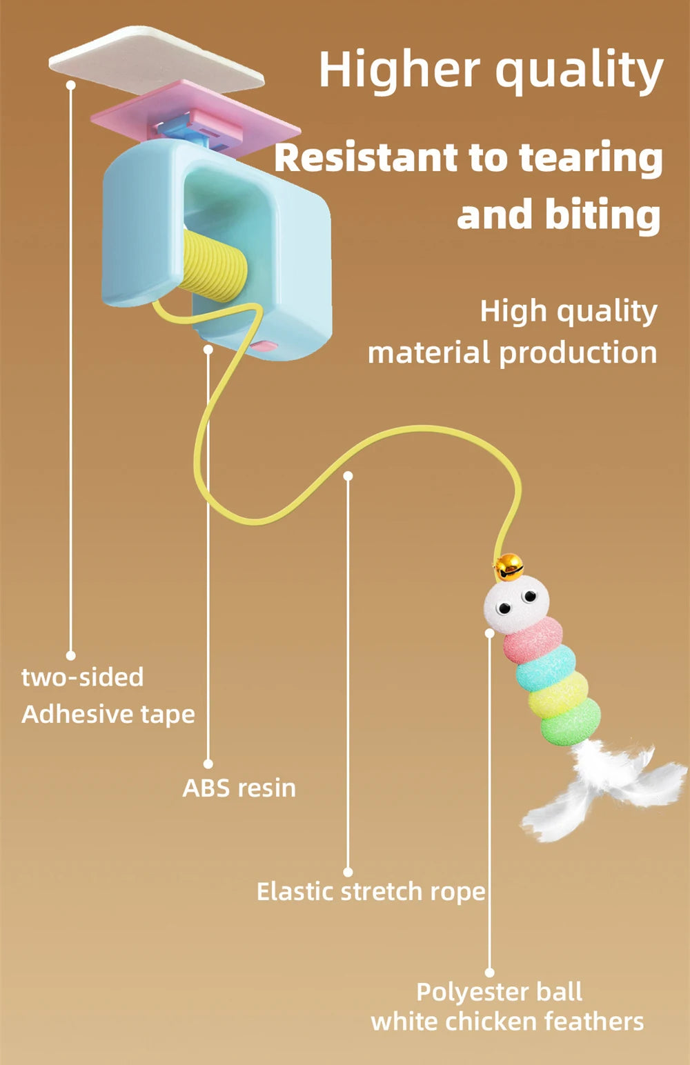 Automatic Telescopic Cat Wand Toy with 180cm Elastic Rope