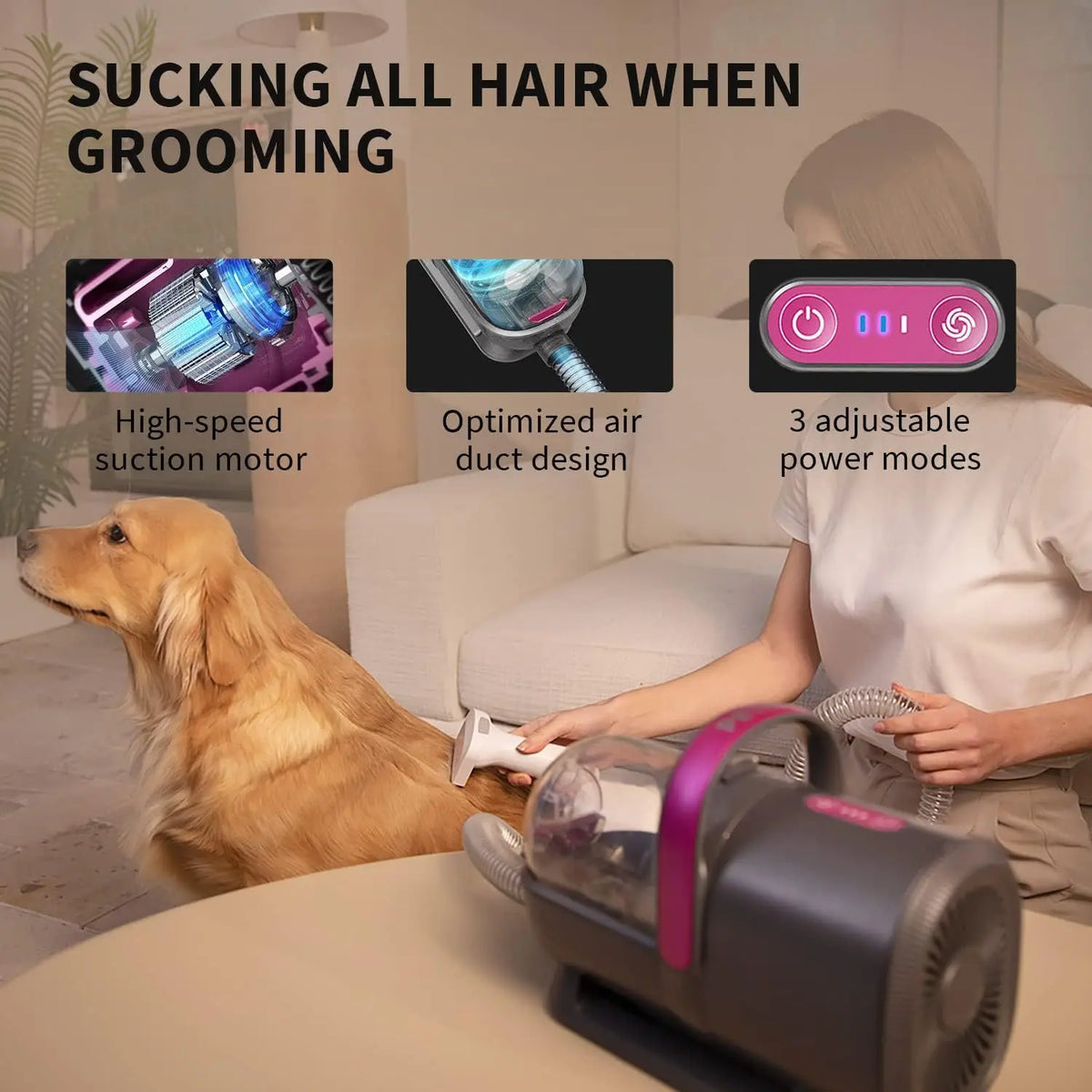 5-in-1 Pet Grooming Vacuum Kit | Electric Clippers & Dog Brush | CE Certified