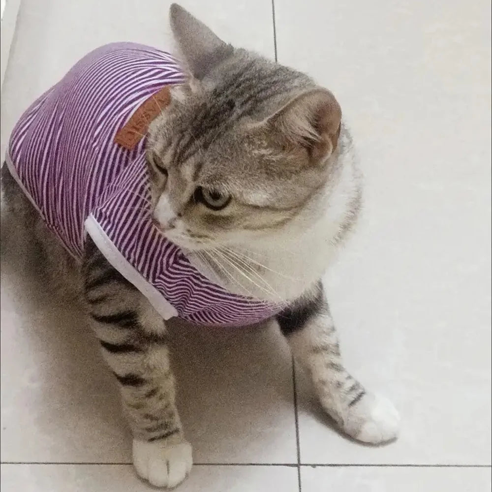 Classic Striped Cotton Vest for Cats & Small Dogs
