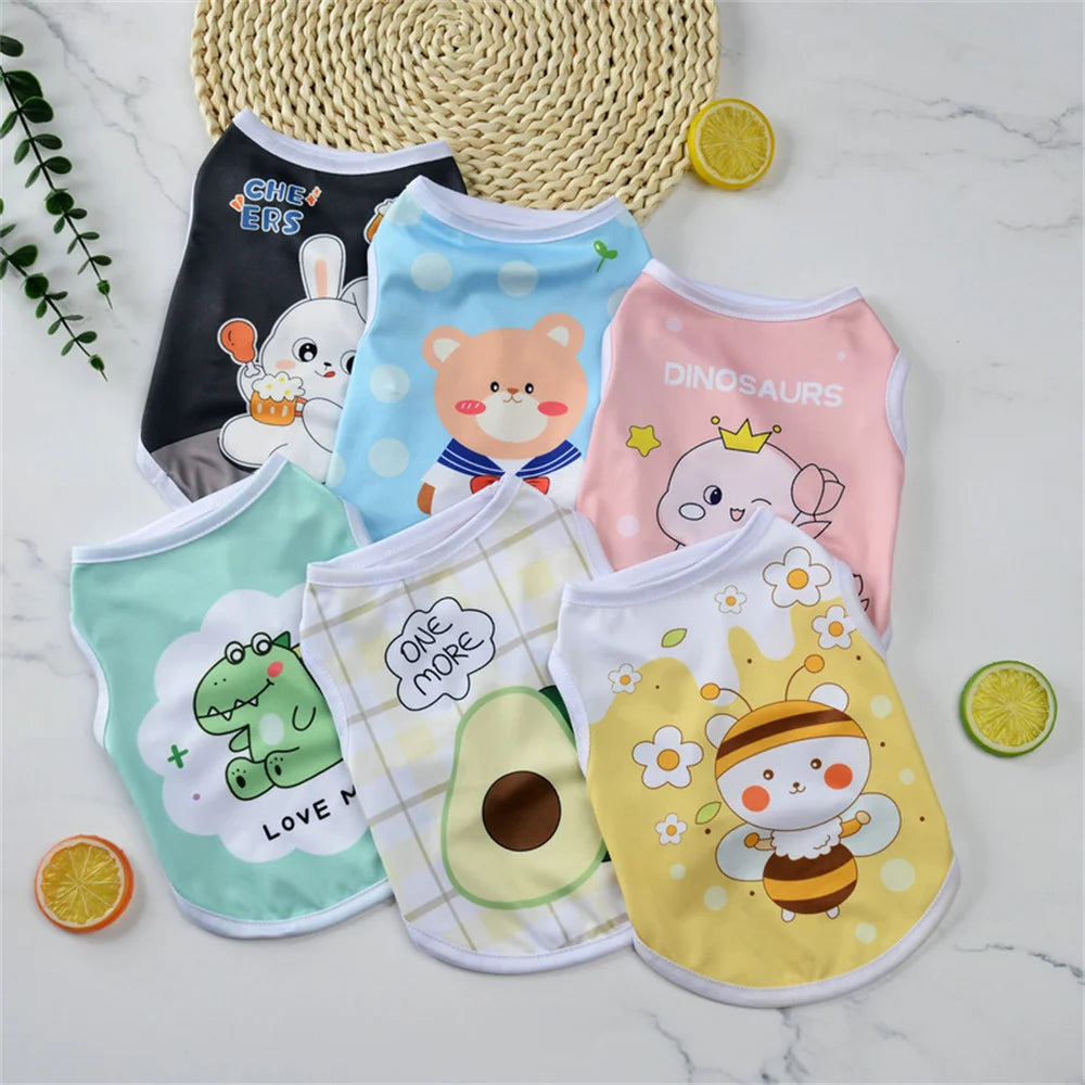 Cartoon Print Sleeveless Vest for Small Dogs & Cats