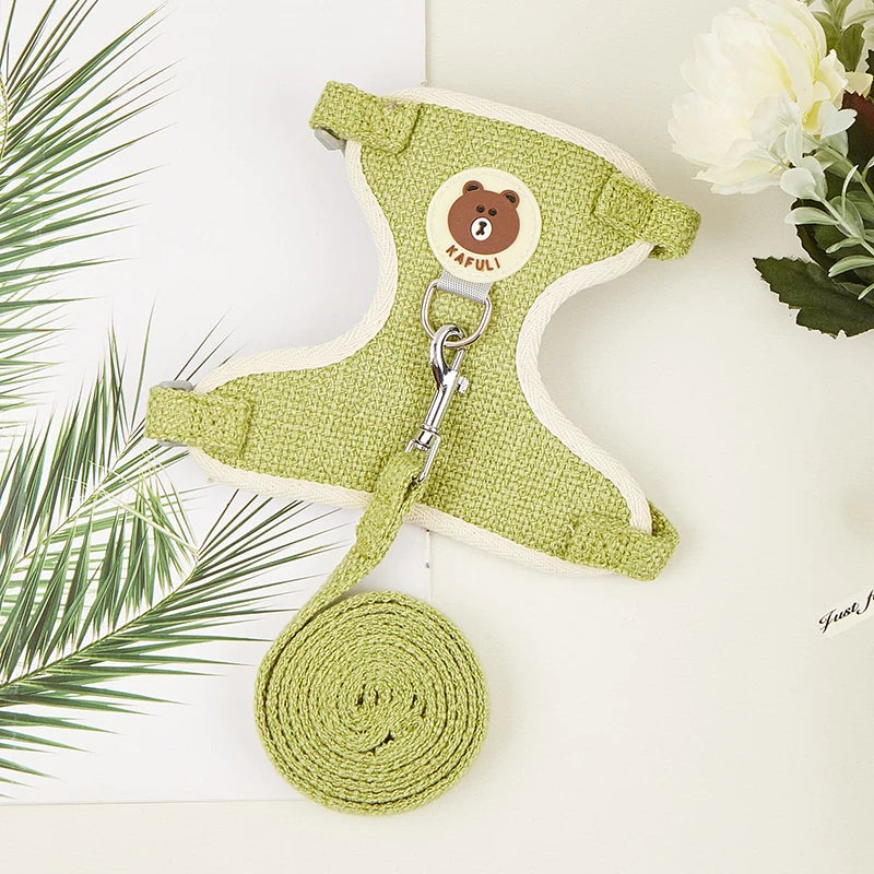 Cartoon Print Cat Rabbit Harness and Leash Set Bunny Rabbits Pet Accessories Bunnies Vest Clothes Lapin Accessoires Pour Animaux
