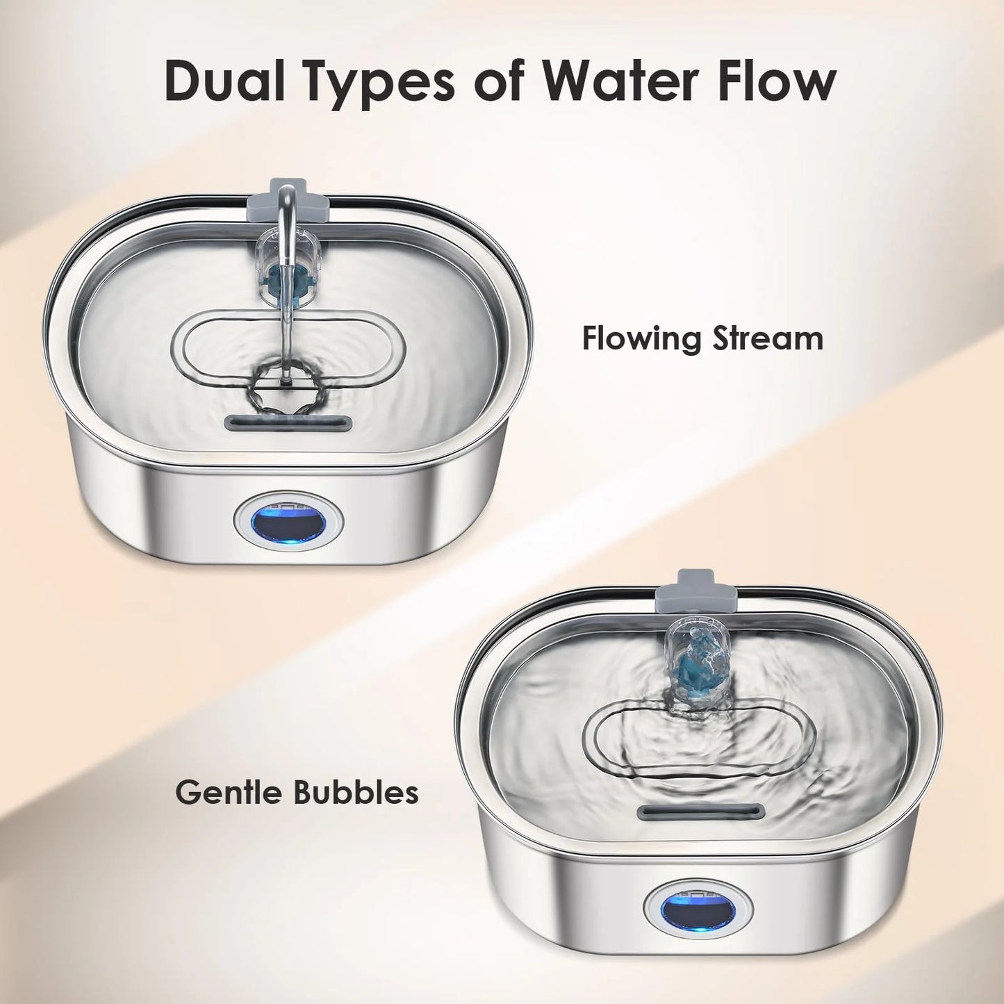 3.2L Stainless Steel Pet Water Fountain with Visible Water Level Window