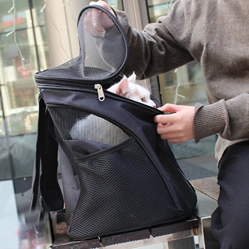 Solid Mesh Breathable Cat Puppy Travel Backpack S/L Pet Carrying Bag for Cats Kitten Small Dogs Pet Outdoor Supplies Accessories