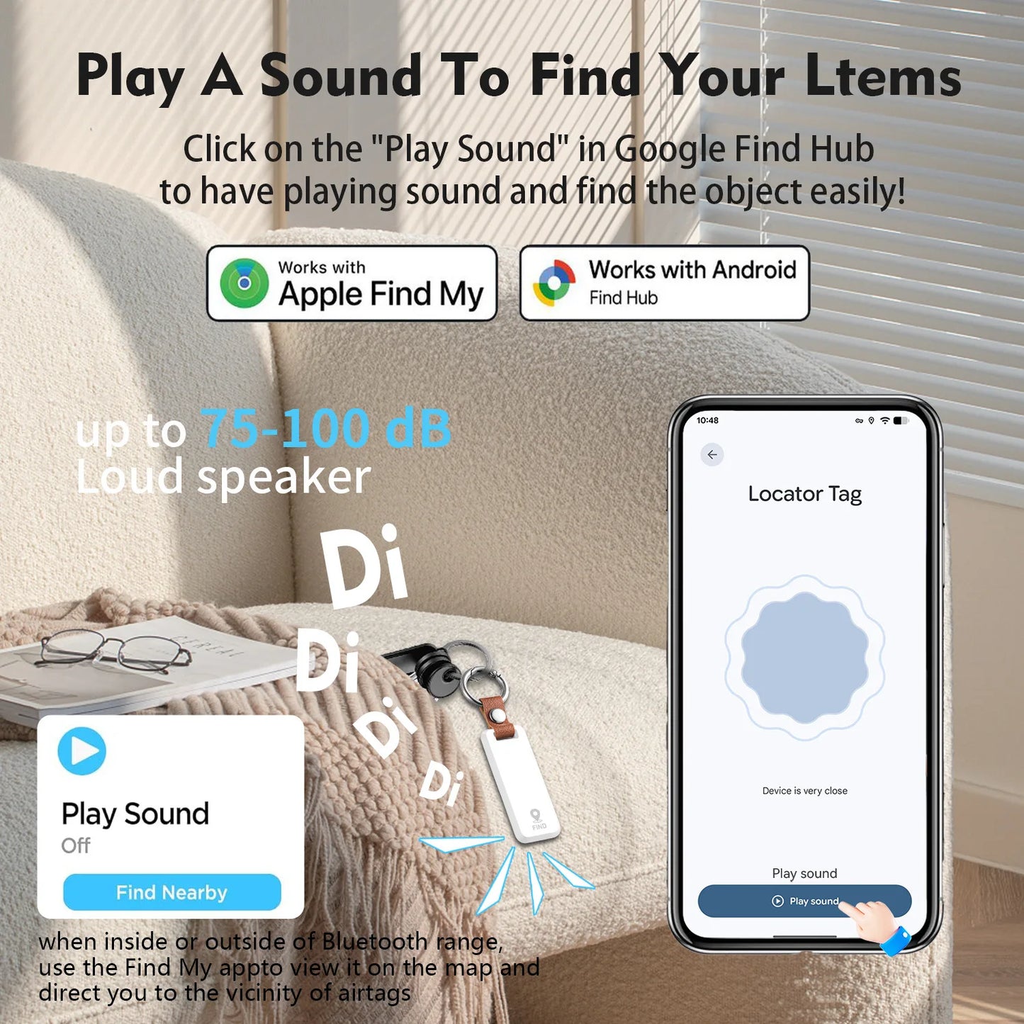 F8 Smart Tracker — Works with Apple Find My & Google Find My