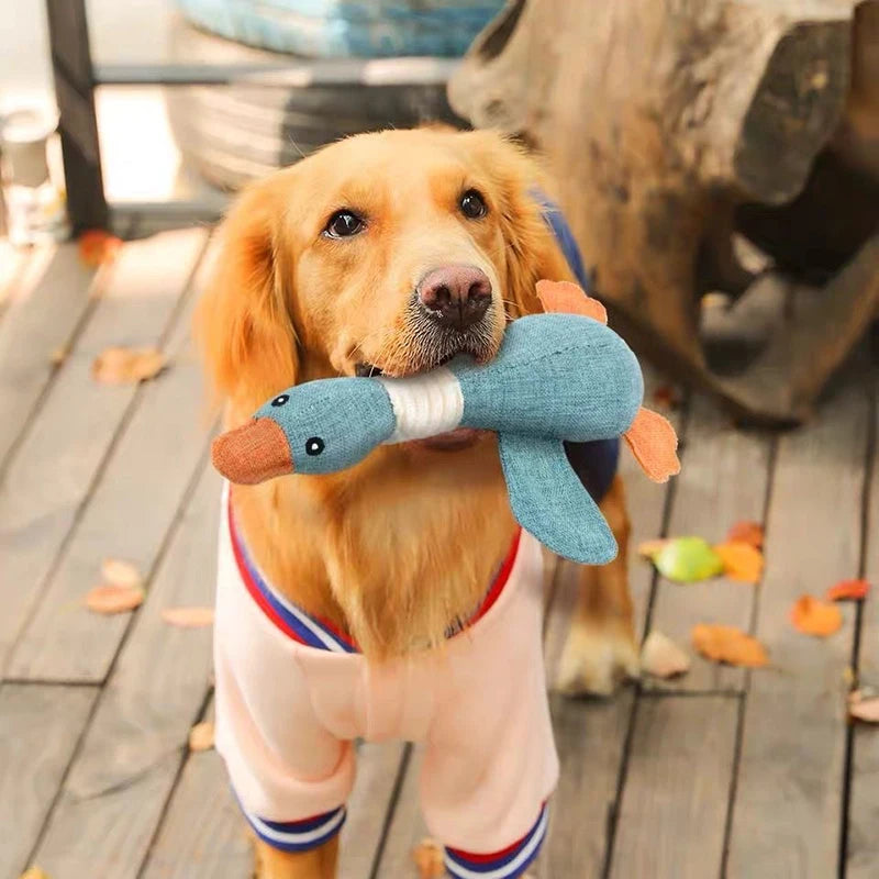 Duck Chew & Molar Toy for Dogs — Linen & Down, 25–34 cm