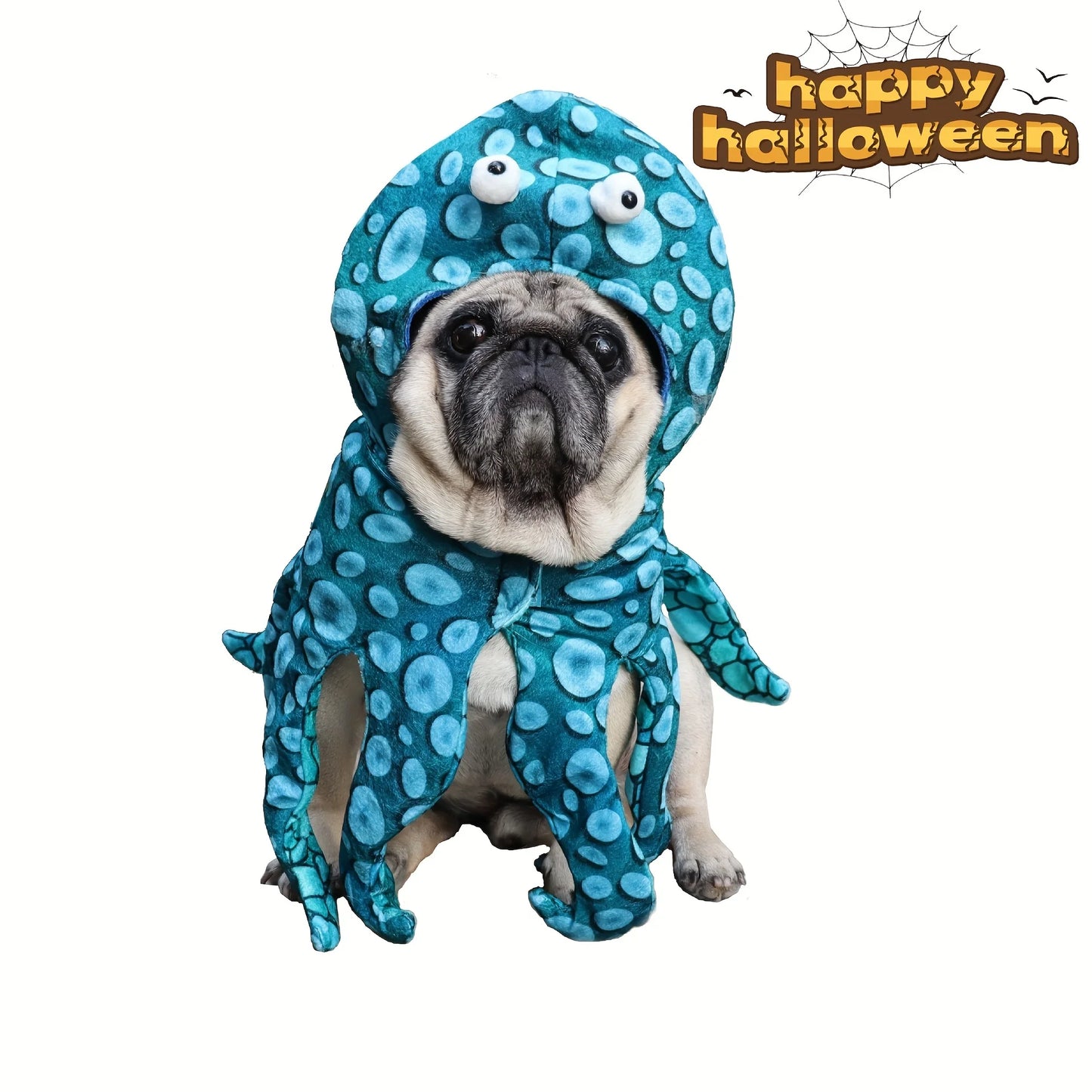 Octopus Hoodie Costume for Small Dogs & Cats — Warm Pajamas for Halloween & Christmas