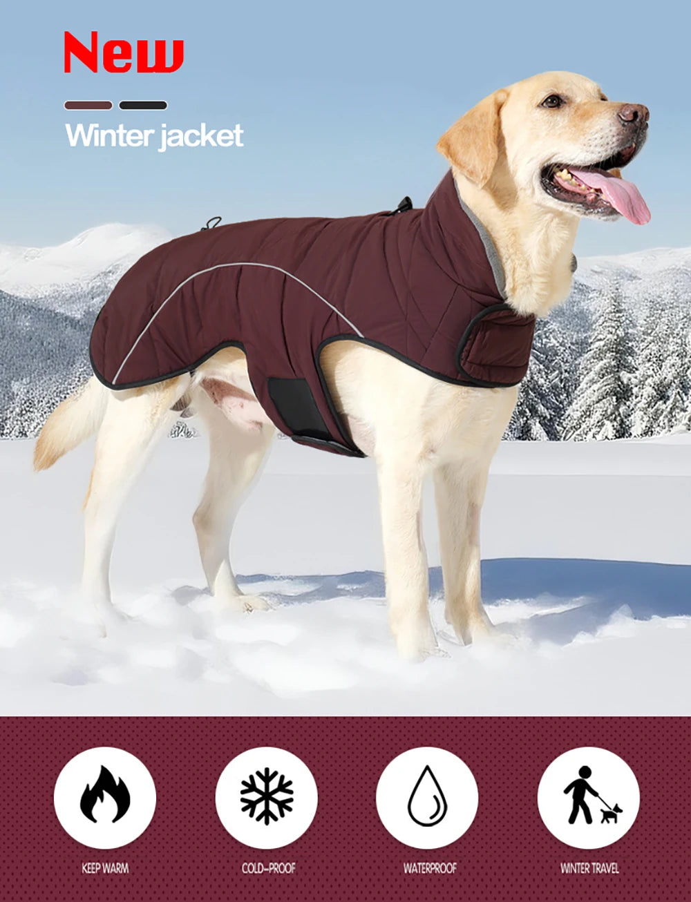Waterproof Reflective Dog Jacket for Large Dogs