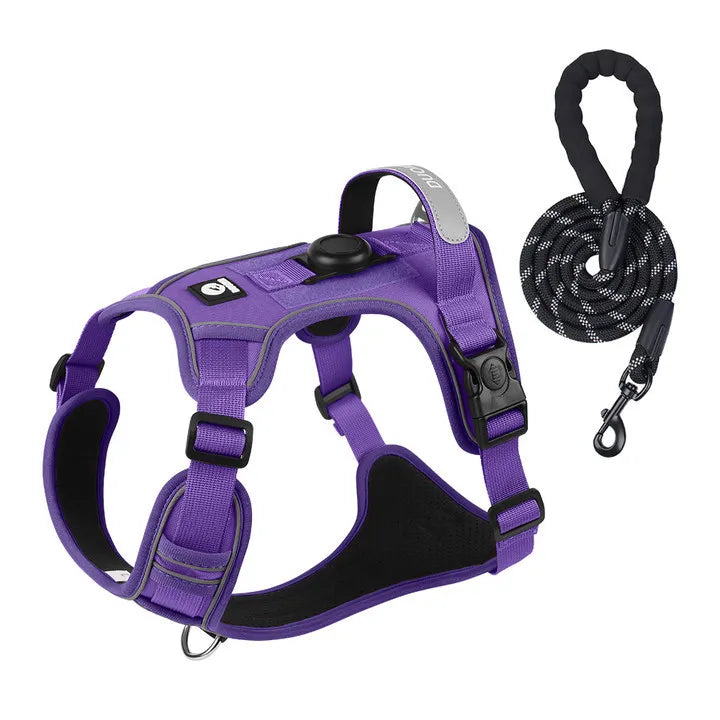 Tactical No-Pull Dog Harness with AirTag Holder – Reflective Vest for Medium & Large Dogs