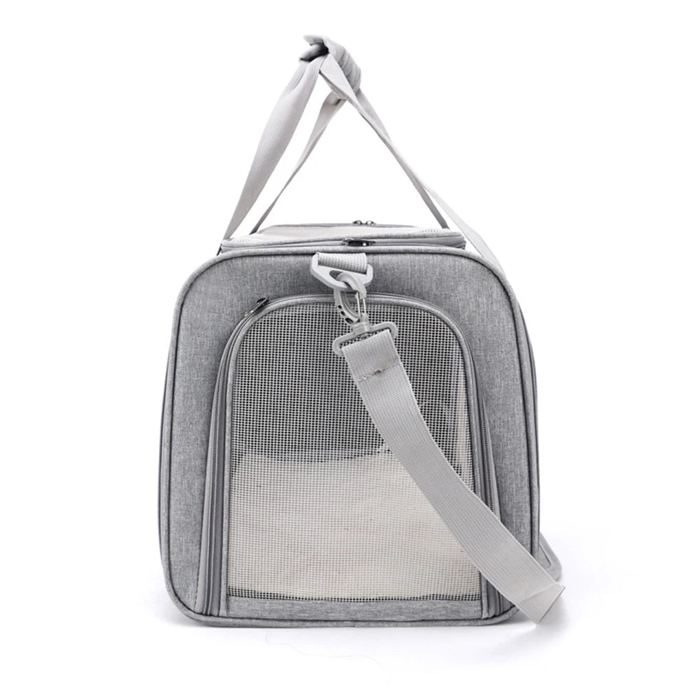 Collapsible Mesh Pet Carrier with Padded Shoulder Strap