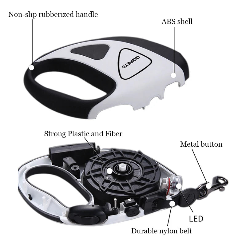 LED Retractable Dog Leash with Light