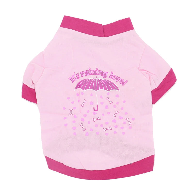 Printed Cotton T-Shirt Vest for Cats & Small Dogs