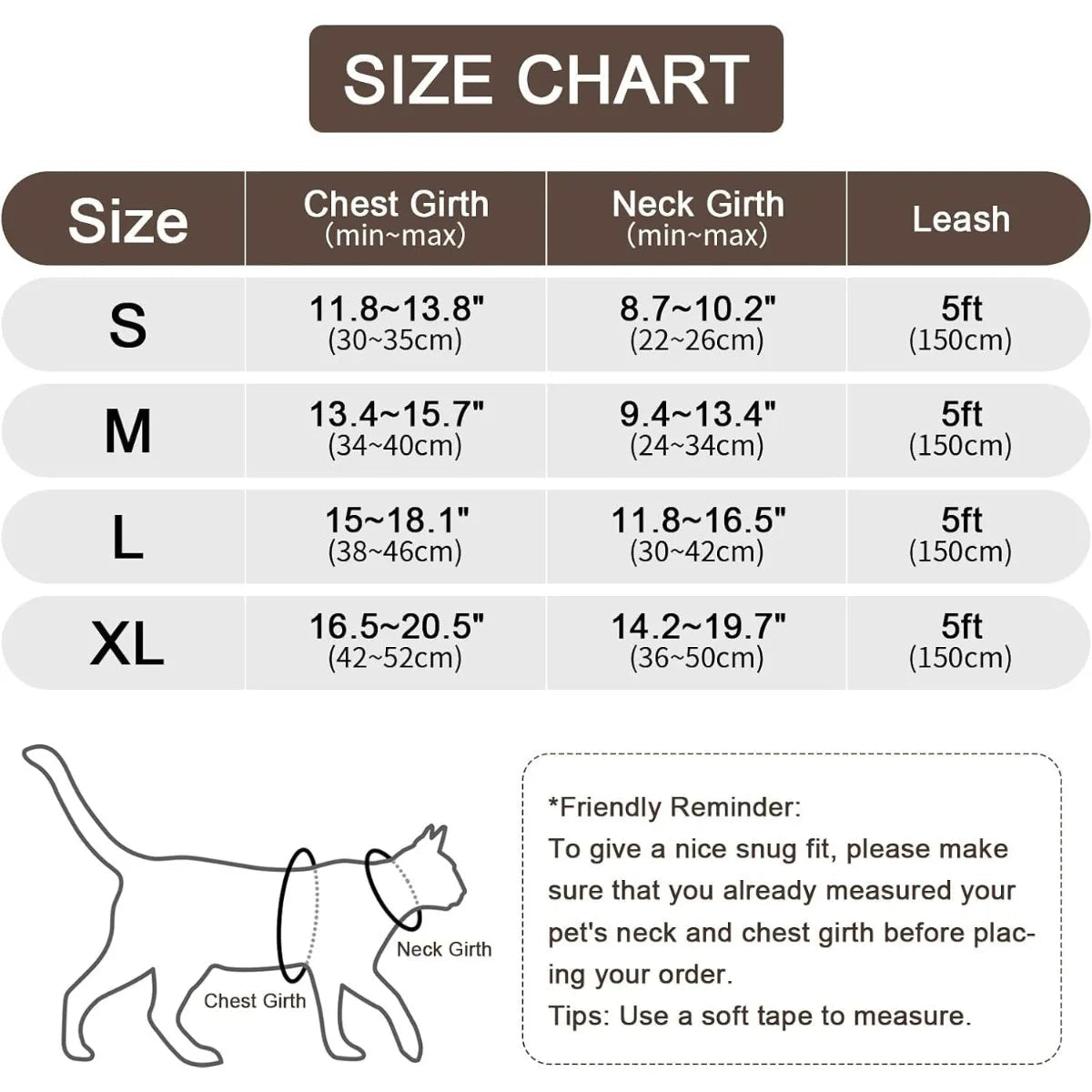 Adjustable Cat Vest Harness and Leash Set - Reflective Trim for All Sizes