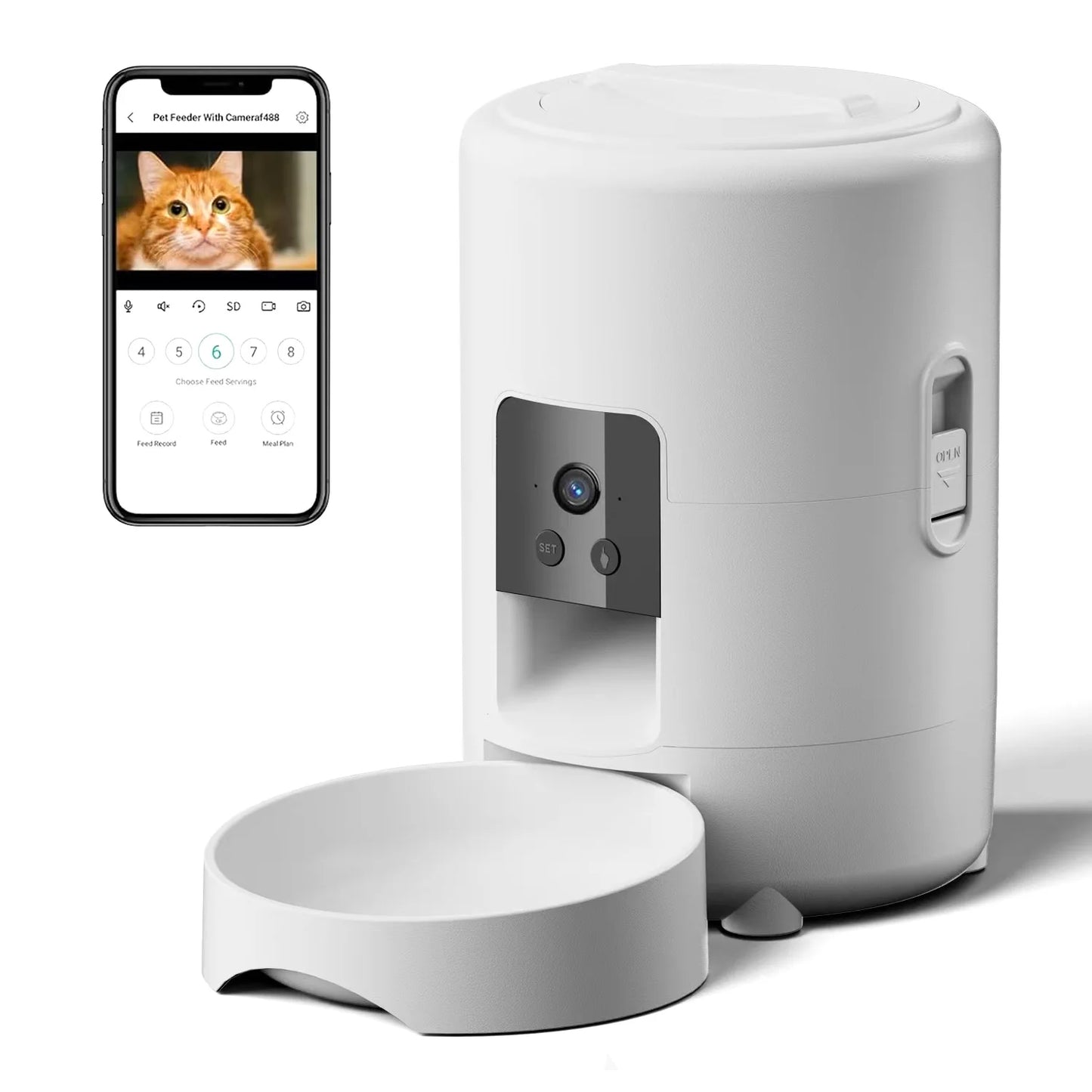 Distributeur automatique de nourriture pour chats 2 L avec vidéo, alimentation intelligente chronométrée et quantitative, gamelle pour chats, chiens et animaux de compagnie contrôlée par application