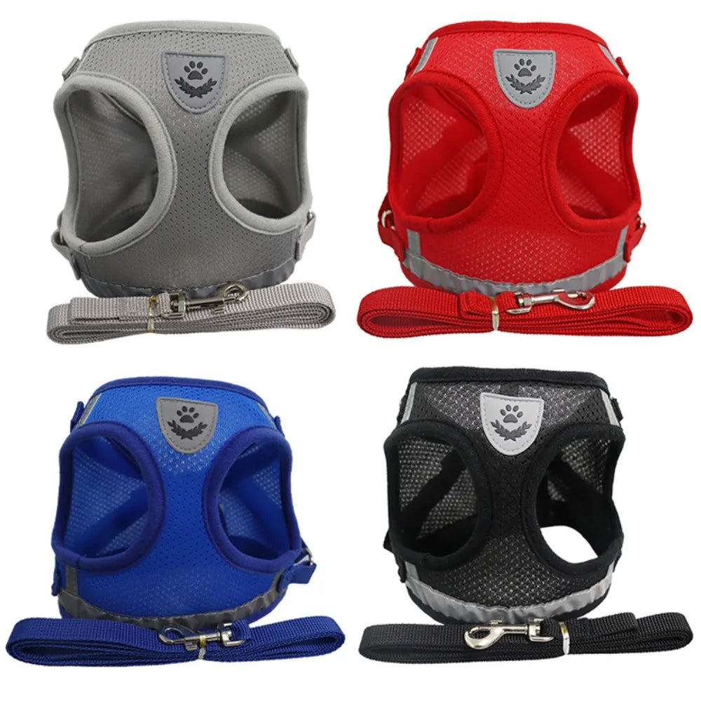 Ensemble harnais et laisse anti-évasion pour animaux de compagnie – Gilet en maille réfléchissante pour chats et petits chiens