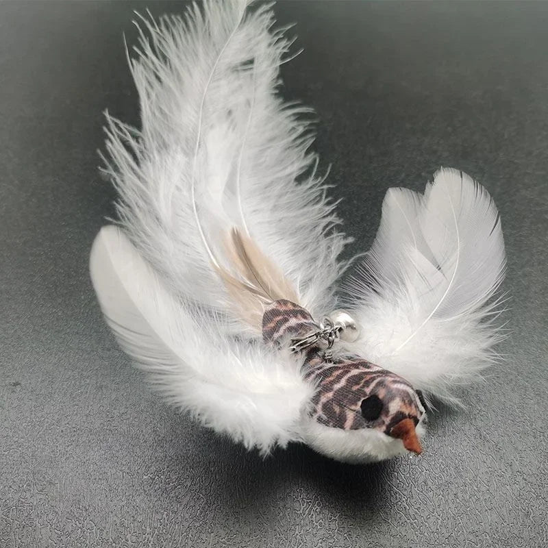 Feather Wand Cat Toy with Bell & Worm String - Interactive Teaser Set