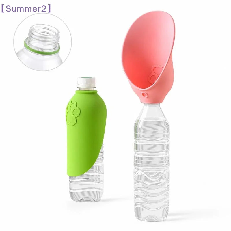 Silicone Pet Travel Water Bottle with Foldable Drinking Bowl – Leakproof, for Dogs & Cats