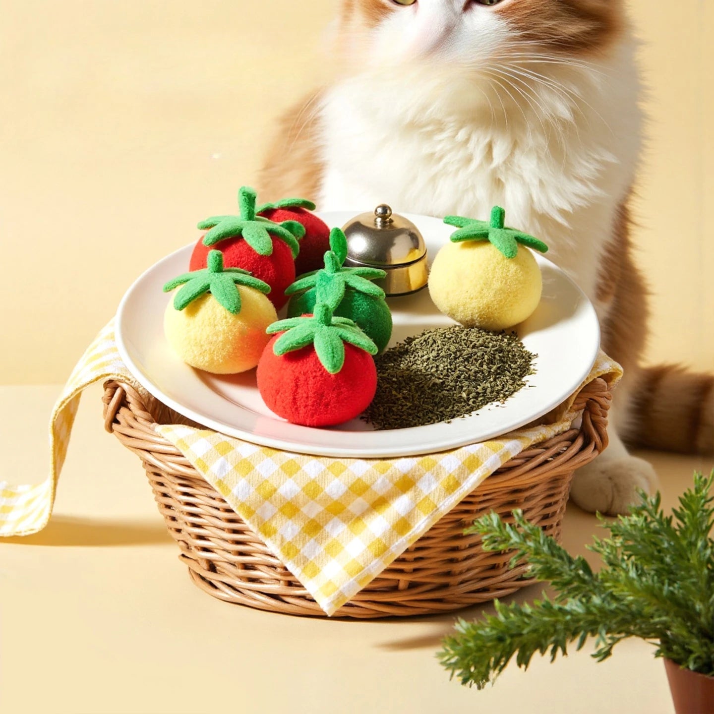 Jouet pour chat baguette Tomate & Kaki avec grelot