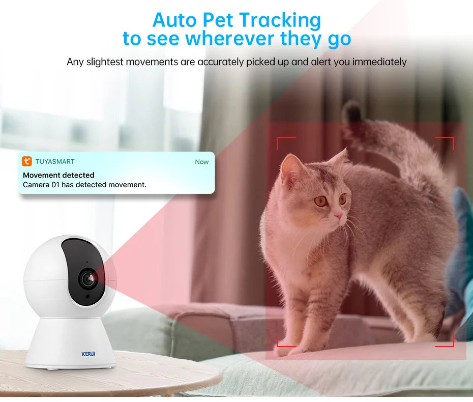 AI Auto-Tracking Pet Camera with 355° Pan-Tilt & Night Vision — 5MP or 8MP